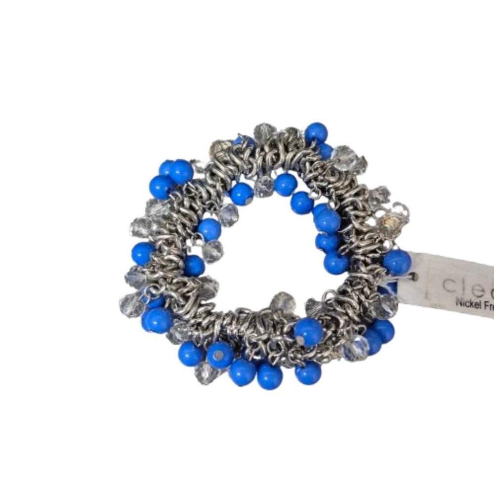 CLEARANCE NWT Cleo Nickel Free Silver Blue and Crystal Bracelet